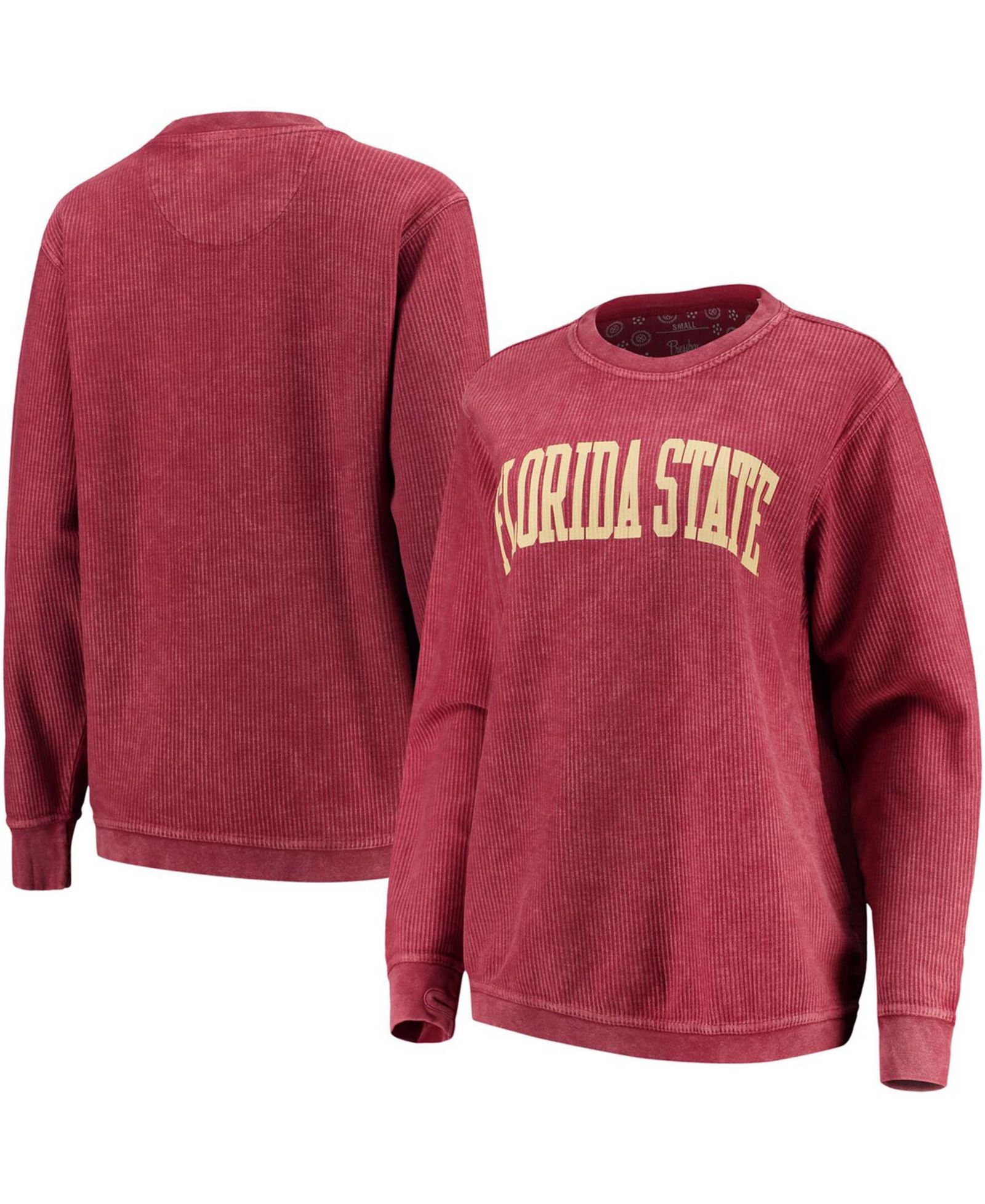 Женский свитшот Pressbox Garnet Florida State Seminoles Comfy Cord Vintage-Like Wash Basic Arch Pullover
