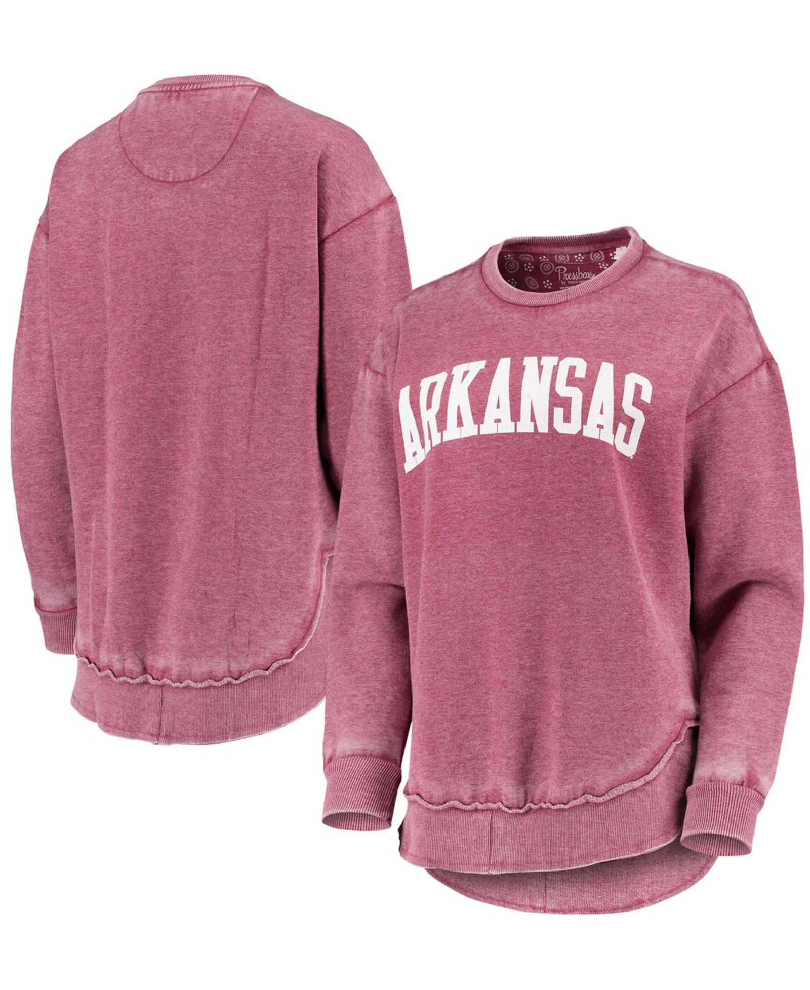 Женская толстовка Pressbox Cardinal Arkansas Razorbacks Vintage-Like Wash Pullover