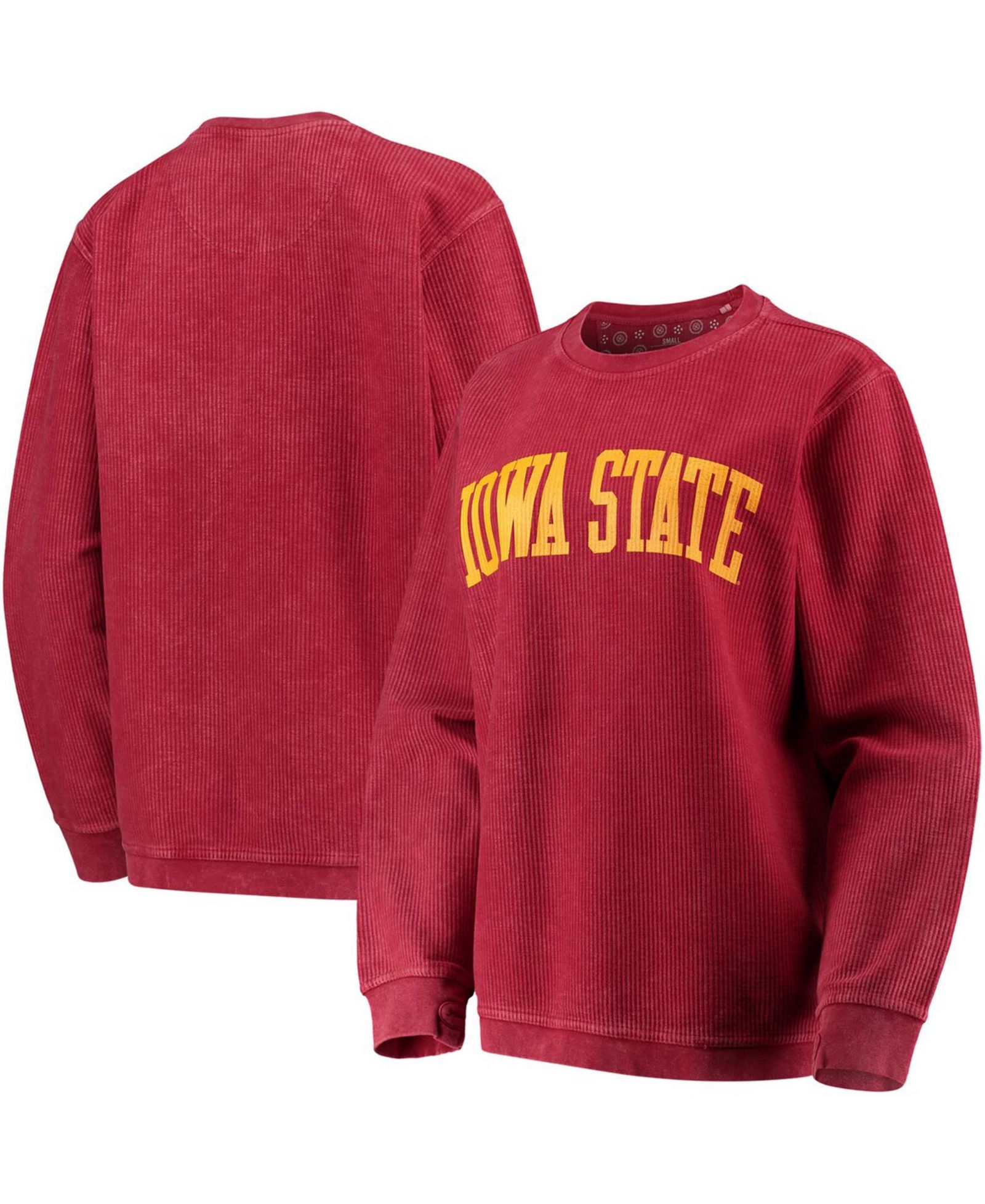 Женское свитшот-толстовка Pressbox Cardinal Iowa State Cyclones, винтажный стиль, из мягкого вельвета