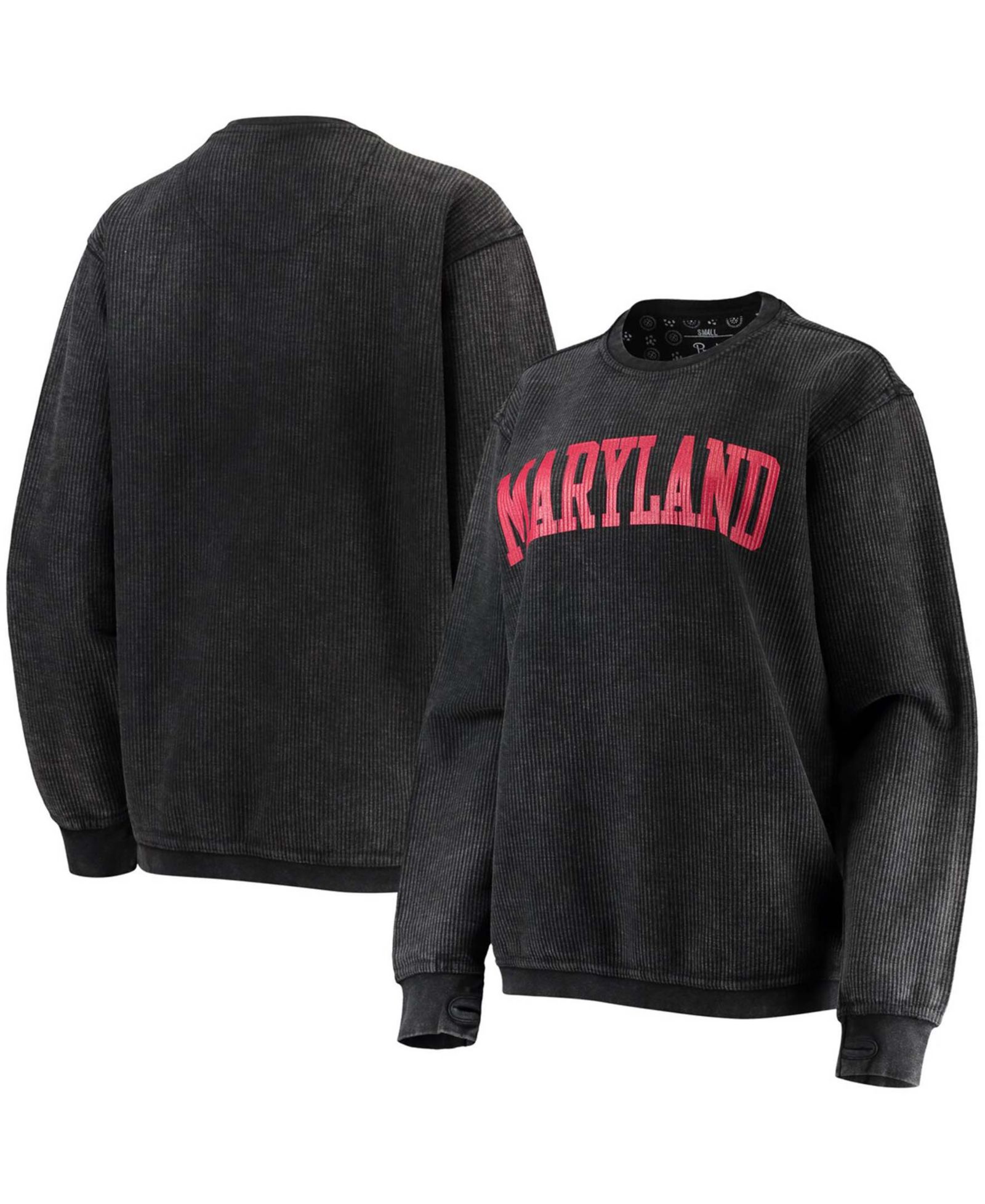 Женская свитшот Maryland Terrapins Comfy Cord Vintage-Like Wash Basic Arch Pullover