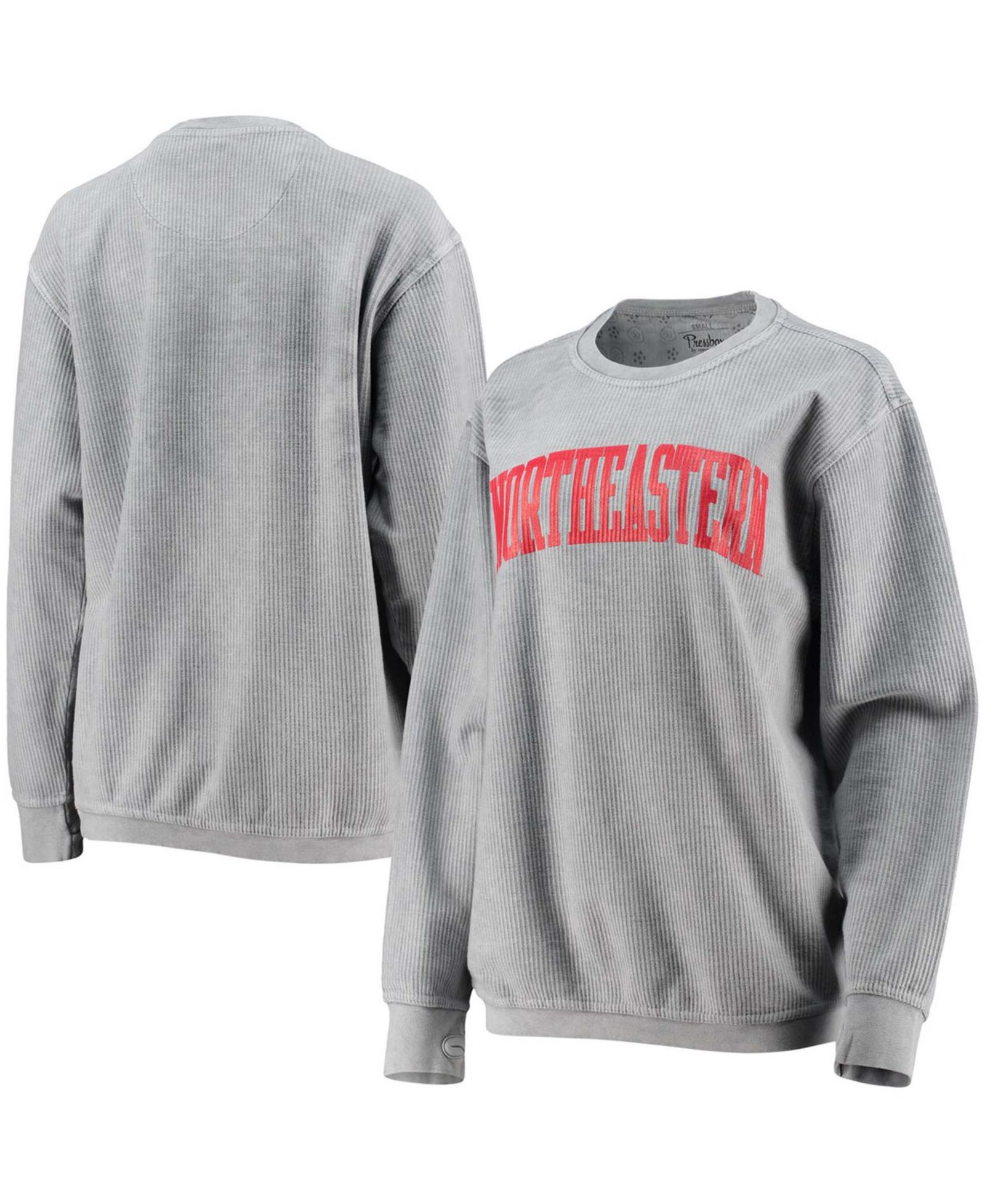 Женский свитшот Pressbox Northeastern Huskies Comfy Cord Vintage-Like Wash Basic Arch Pullover