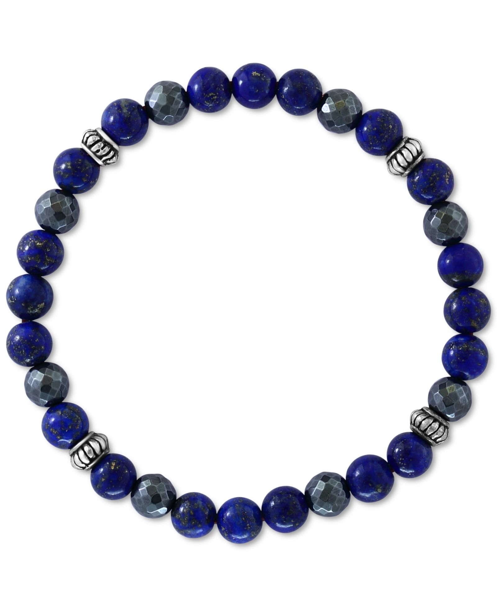 Мужской браслет EFFY® Lapiz Lazuli & Hematite Bead Stretch из стерлингового серебра