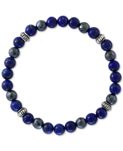 Мужской браслет EFFY® Lapiz Lazuli & Hematite Bead Stretch из стерлингового серебра