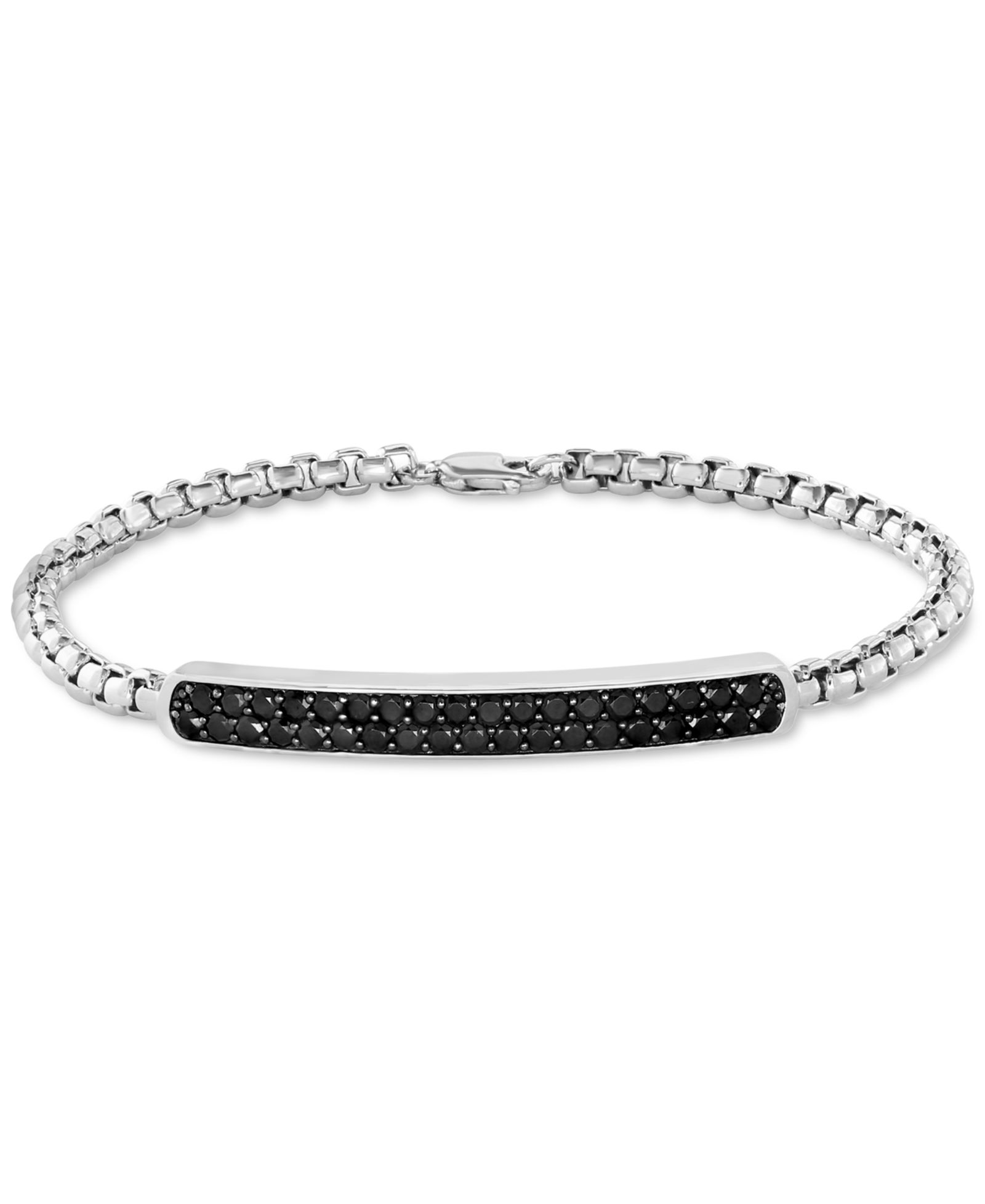 EFFY® Мужской браслет Black Spinel Cluster Box Link из стерлингового серебра
