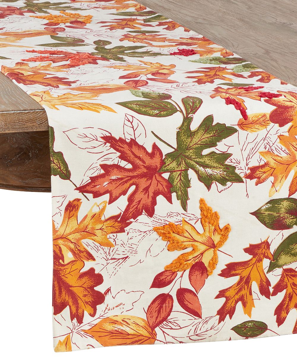 Декоративная дорожка для стола Saro Lifestyle Autumn Leaf Embroidered, 108" x 16"