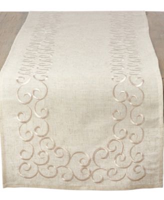 Saro Lifestyle Льняная дорожка для стола с вышитым краем, 54" x 16"