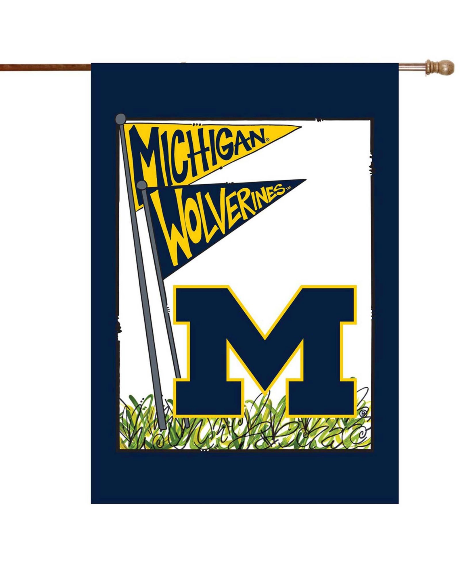 Двусторонний флаг дома Michigan Wolverines 28" x 40"