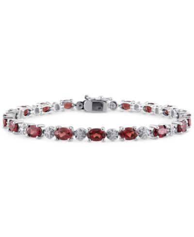 Garnet (9-7/8 ct. t.w.) & Diamond Accent Link Bracelet in Sterling Silver (Also in Peridot)