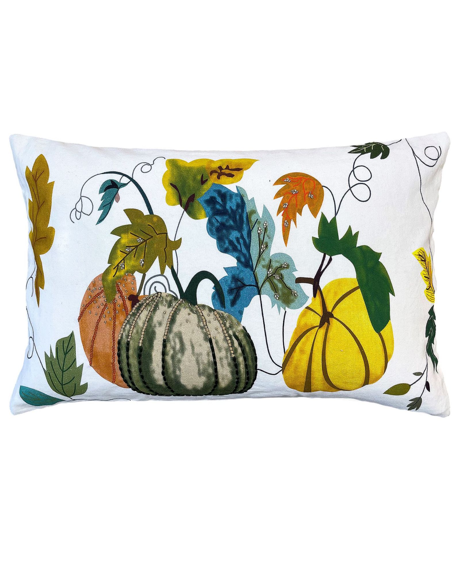 Mod Lifestyles Декоративная подушка Fall Pumpkins Embroidery Harvest, 14" x 22"