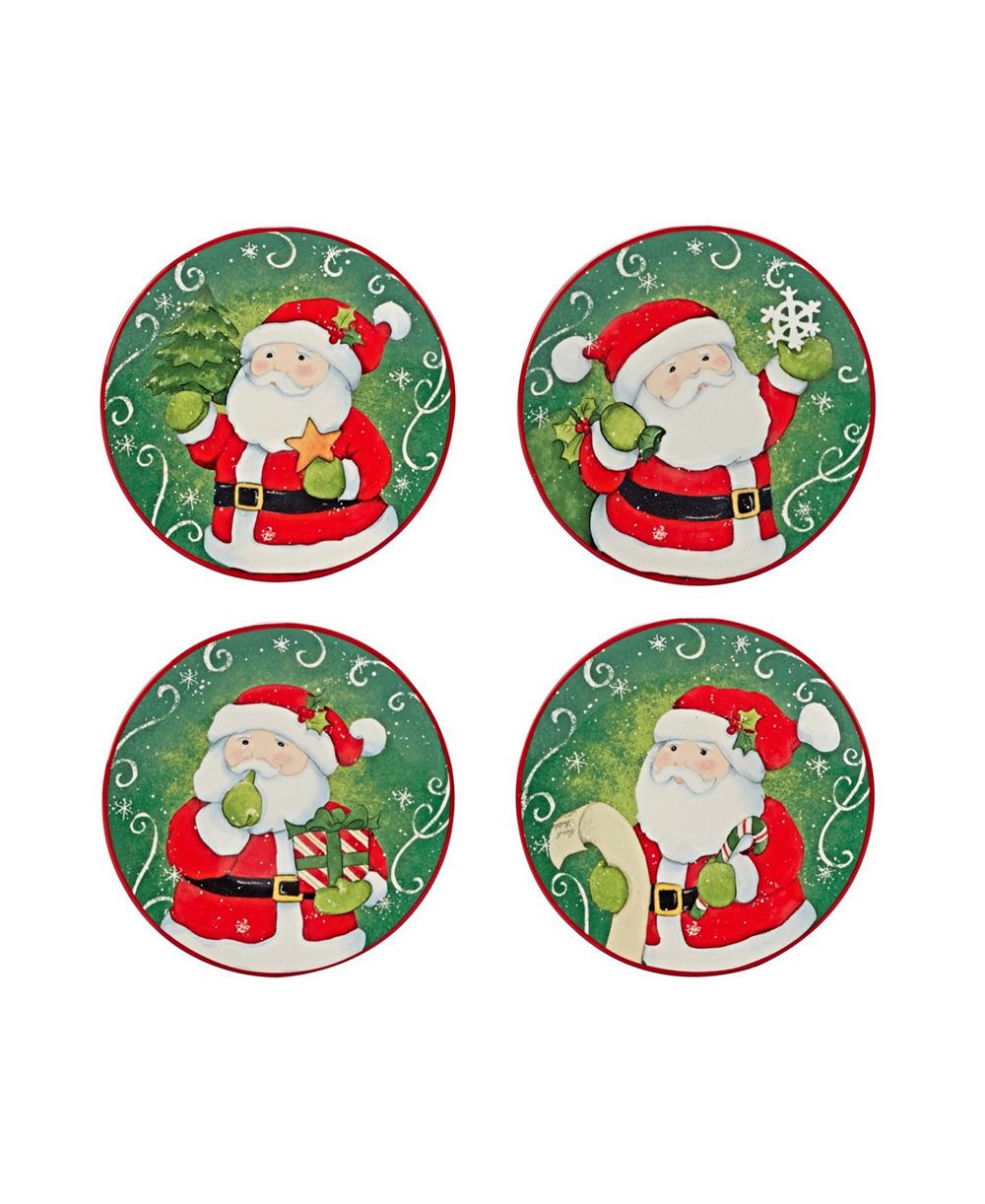 Certified International набор тарелок для канапе Holiday Magic Santa, 4 шт.