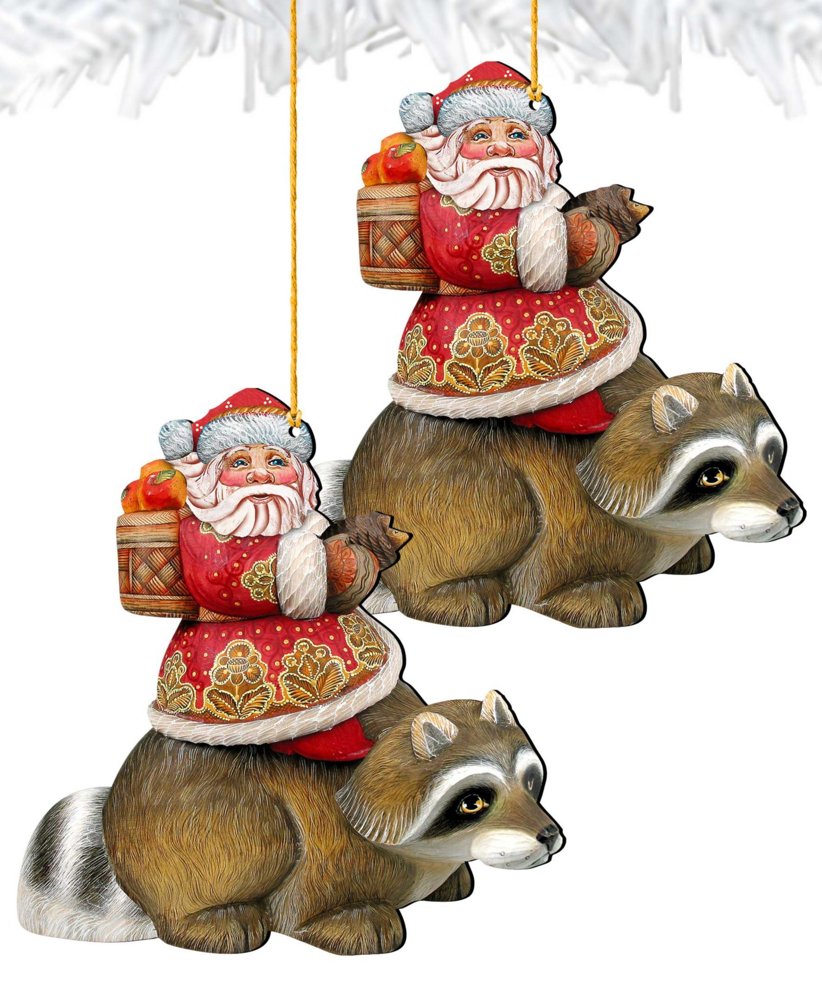 Designocracy Рождественские украшения Raccoon Santa, набор из 2 шт.