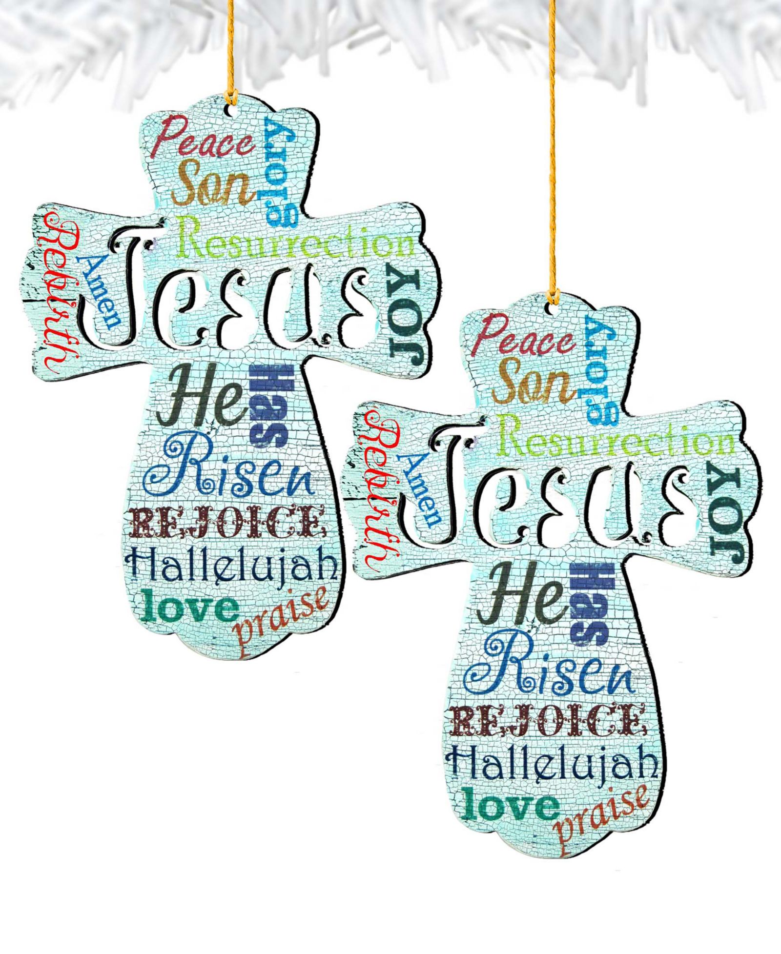 Designocracy елочное украшение Jesus Cross Wood Ornament, 2 шт