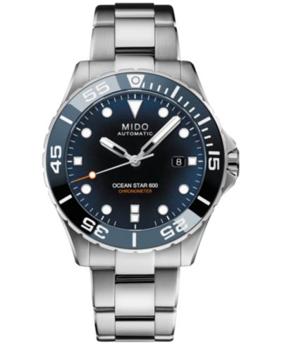 Mido Мужские швейцарские автоматические часы Ocean Star 600 Chronometer со стальным браслетом 44mm