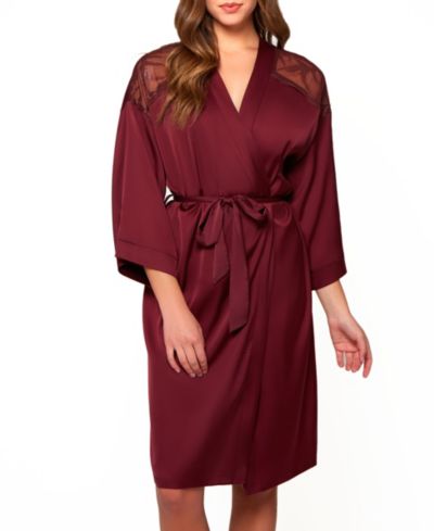 iCollection Женский короткий халат из атласа и кружева Forrest Stretch