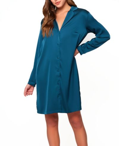 Женская ночная рубашка iCollection Lucile Satin and Lace Sleep Shirt