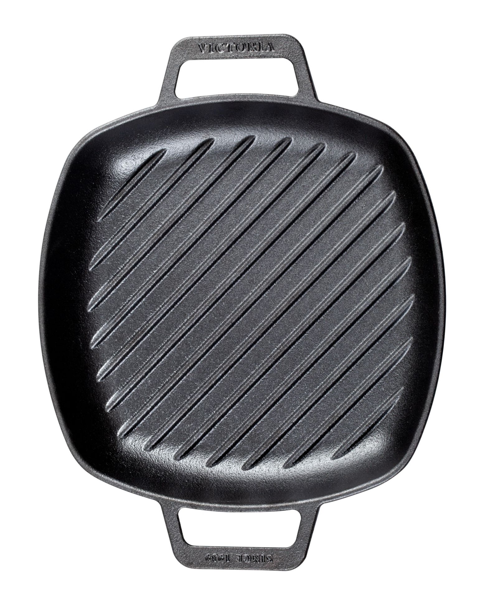 Victoria 10in Square Grill Pan with Double Loop Handles, Seasoned