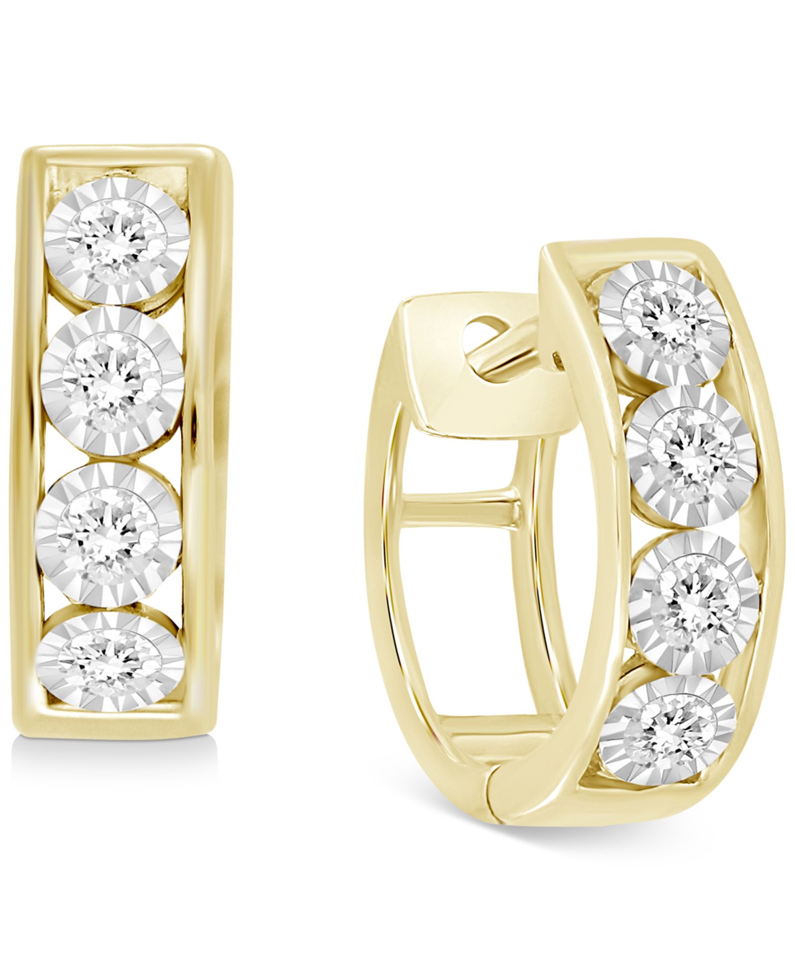 Men's Diamond Extra Small Huggie Hoop Earrings (1/4 ct. tw) in 10k Gold 12mm (Also in 10k White Gold)