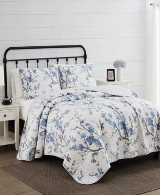 Cannon Kasumi Floral 3 Piece Quilt Set, Full/Queen