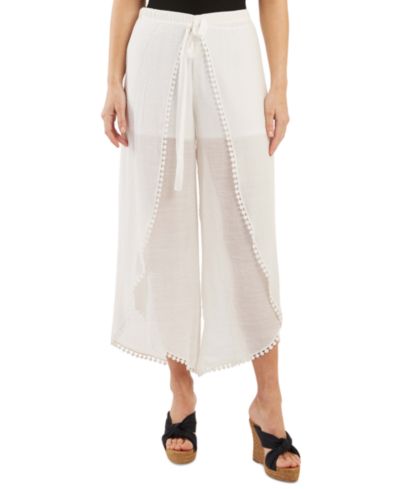 BCX Juniors' Tie-Front Gauze Cropped Pants