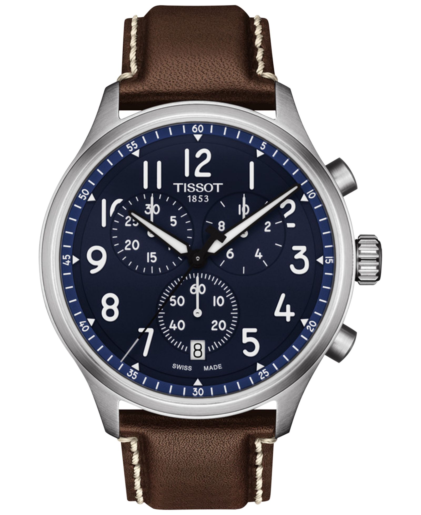 Tissot Men's Swiss Chronograph XL Vintage Brown Leather Strap Watch 45mm