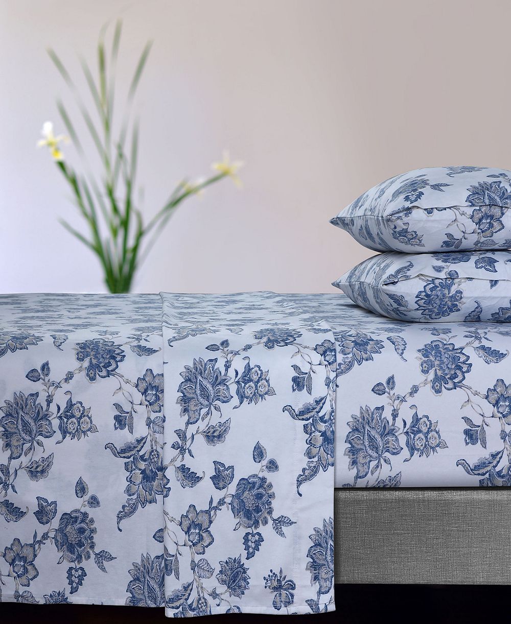 Tribeca Living Ayana Floral Flannel Extra Deep Pocket 4 Piece Sheet Set, Full
