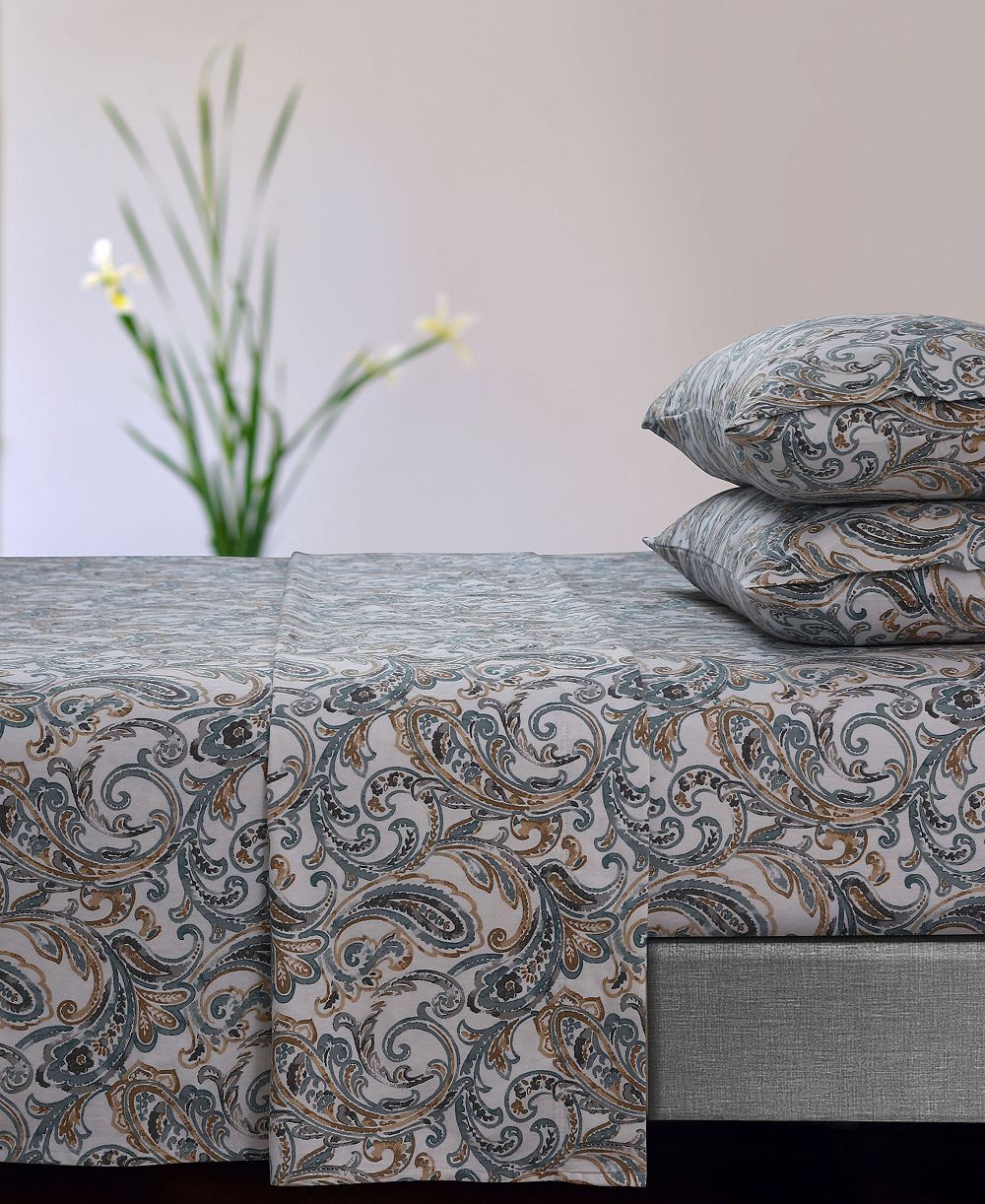 Tribeca Living Camilla Paisley Flannel Extra Deep Pocket 4 Piece Sheet Set, Queen