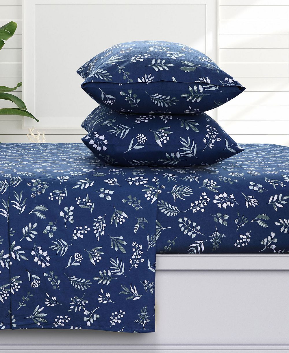 Azores Home Eva Floral Extra Deep Pocket Flannel 3-Pc. Sheet Set, Twin