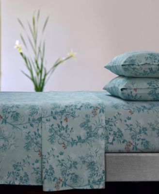 Постельный комплект Tribeca Living Katy Floral Flannel Extra Deep Pocket 4 Piece Set, California King