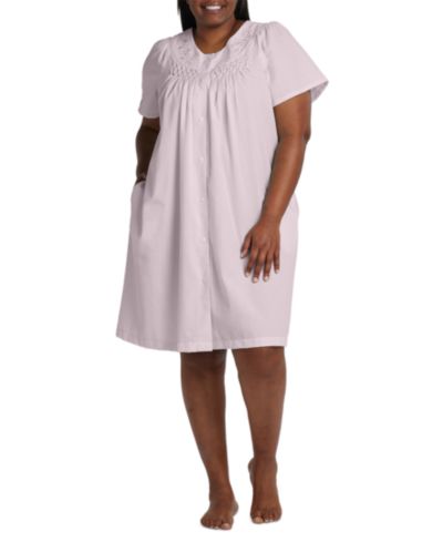 Miss Elaine Plus Size короткий халат Seersucker с застежкой Snap-Front