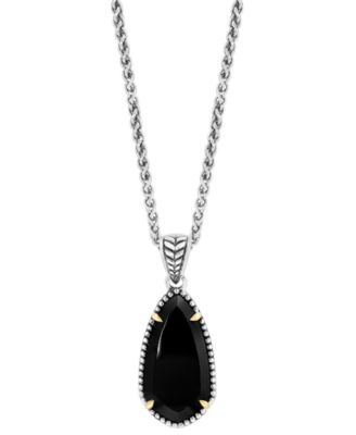 EFFY® Подвеска Onyx Elongated Teardrop 18" в серебре Sterling Silver и 18k Gold