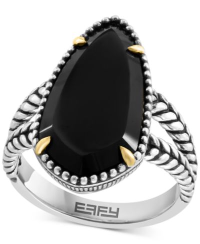 Кольцо EFFY® Onyx Elongated Teardrop Statement Sterling Silver & 18k Gold