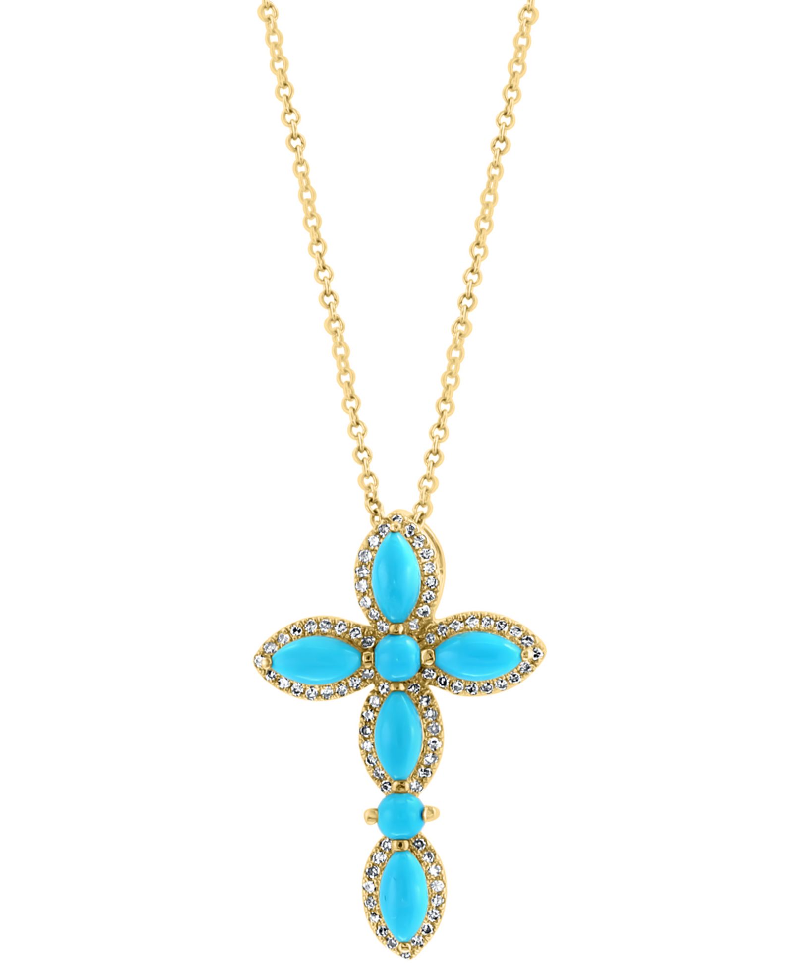 Подвеска-кулон EFFY® Turquoise & Diamond 18" в 14k Gold