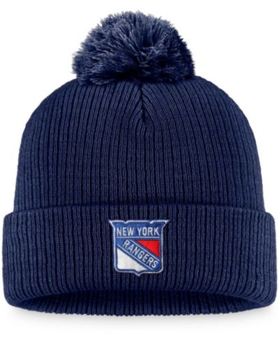 Мужская вязаная шапка с помпоном Fanatics Navy New York Rangers Core Primary Logo Cuffed Knit