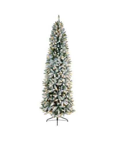 Искусственная ель Nearly Natural Slim Flocked Montreal Fir с 400 LED Lights и 1348 ветками, 8'