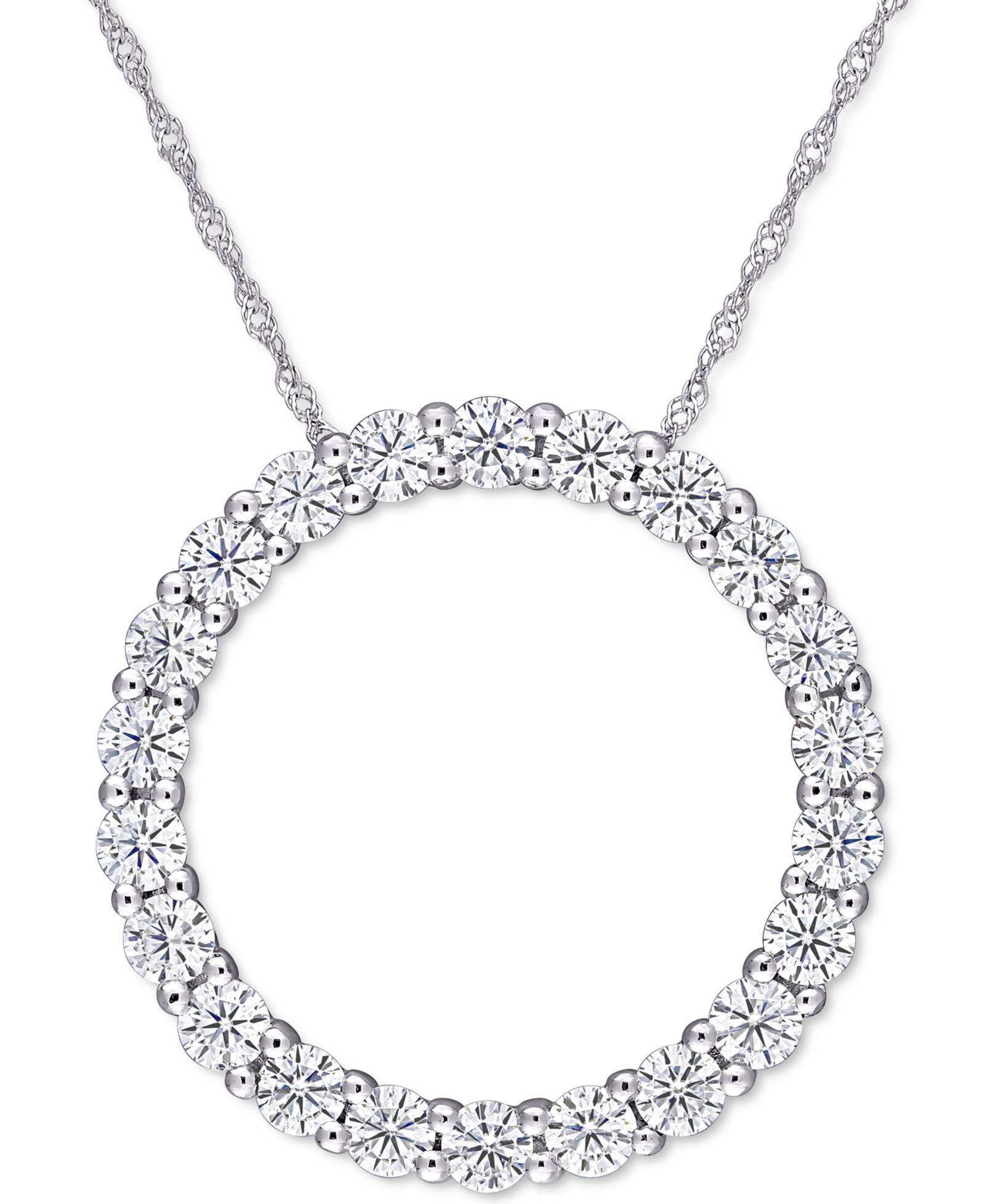 Macy's Подвеска-кулон Moissanite Circle 17" в 14k White Gold