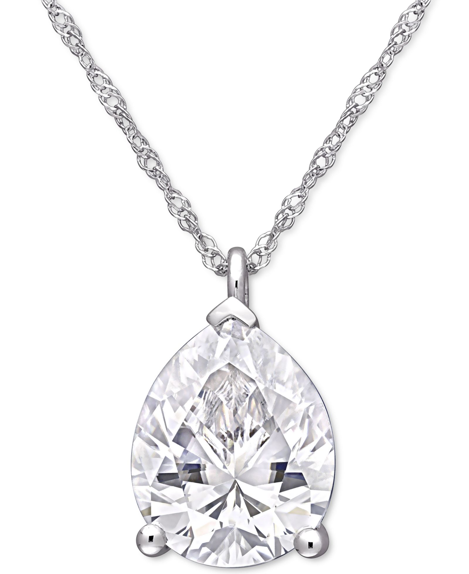 Подвеска-кулон Macy's с муассанитом в форме груши, 14k White Gold