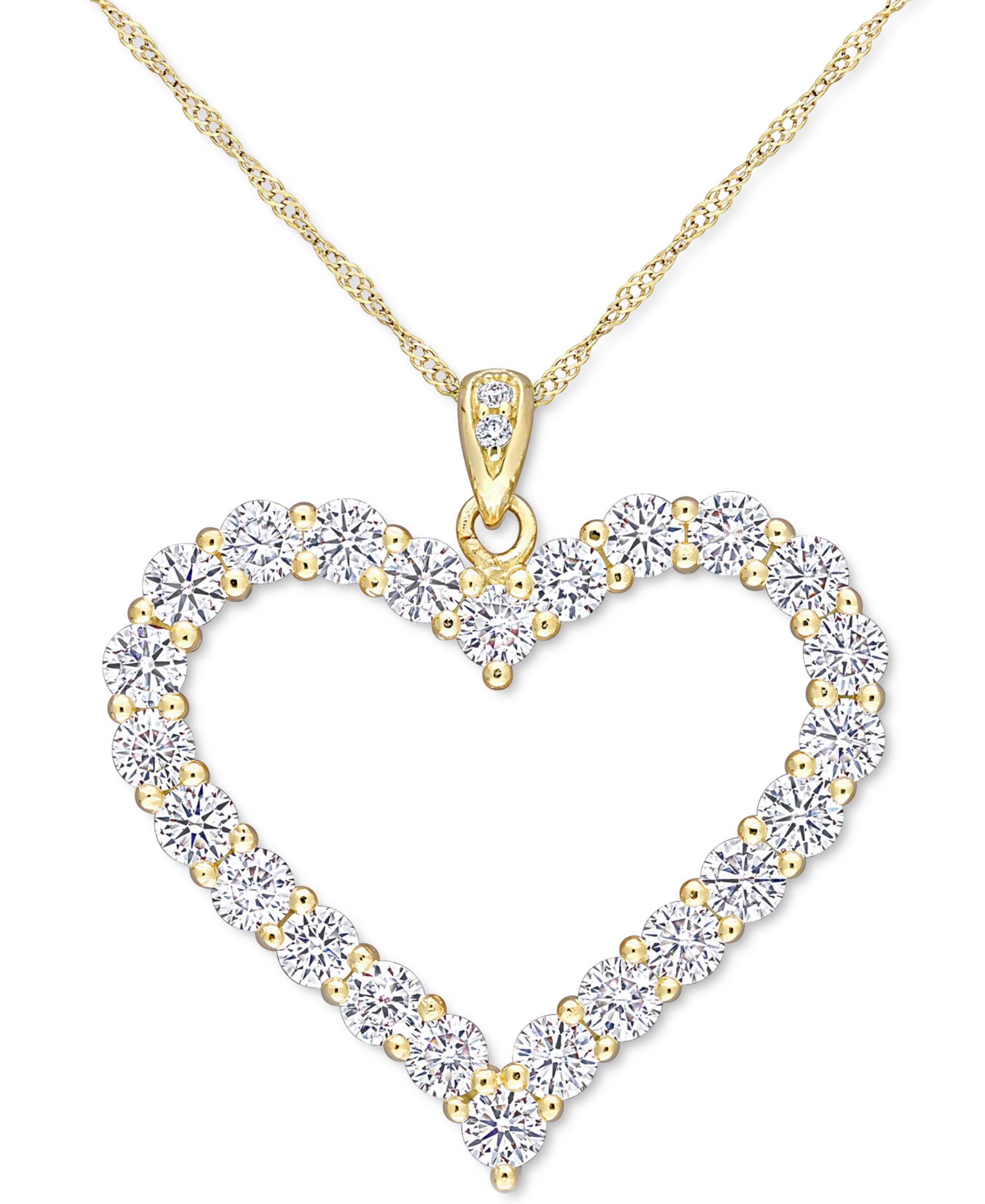 Подвеска-кулон Lab-Grown Moissanite Heart 18" в 18k Gold-Plated Sterling Silver (2-2/5 ct. t.w.)