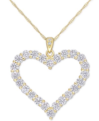 Lab-Grown Moissanite Heart 18" Pendant Necklace (2-2/5 ct. t.w.) in 18k Gold-Plated Sterling Silver