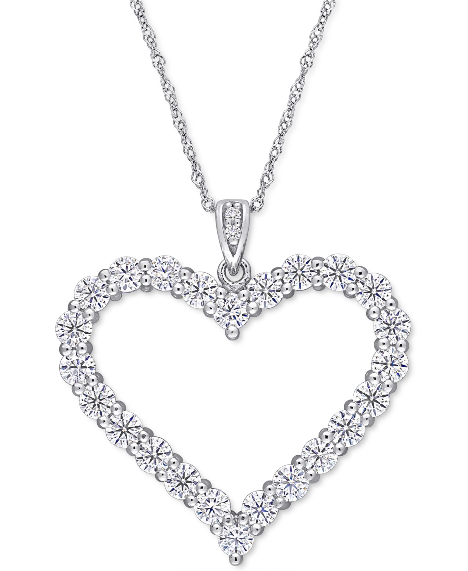 Подвеска-ожерелье Lab-Grown Moissanite Heart 18" в серебряном покрытии