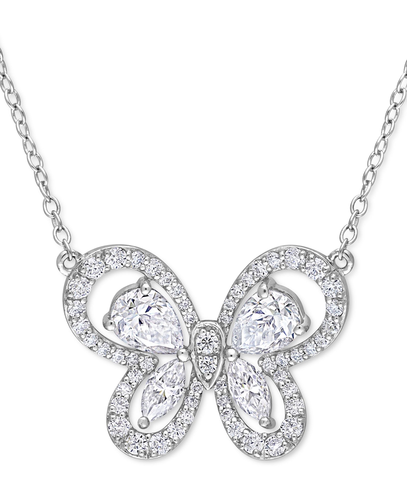Подвеска-ожерелье Macy's Lab-Grown Moissanite Butterfly 18" в Sterling Silver