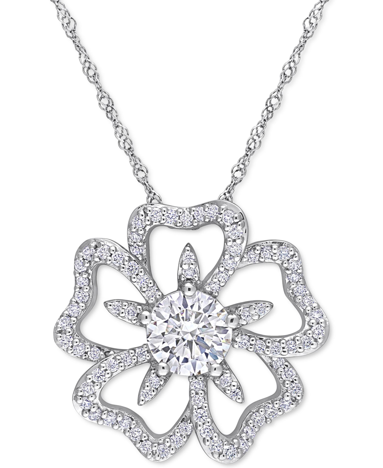 Подвеска-кулон Macy's Moissanite Openwork Flower из стерлингового серебра