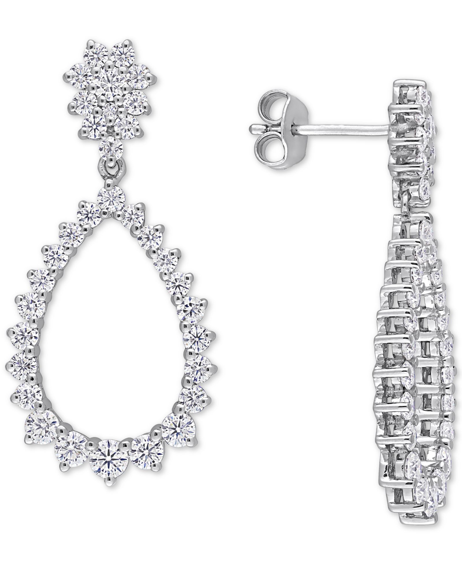 Серьги-капли с моизанитом Lab-Grown в серебре Sterling Silver (2-1/5 ct. t.w.)