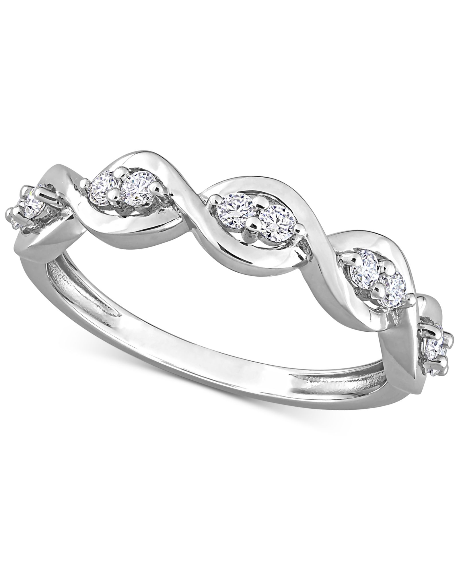 Кольцо с муассанитом Lab-Grown Twist Band (1/4 ct. t.w.) из стерлингового серебра