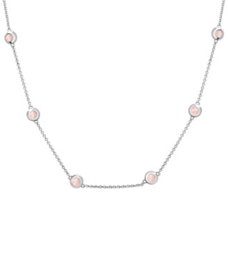 Mother-of-Pearl Station Collar Necklace in Sterling Silver, 17" + 1" extender