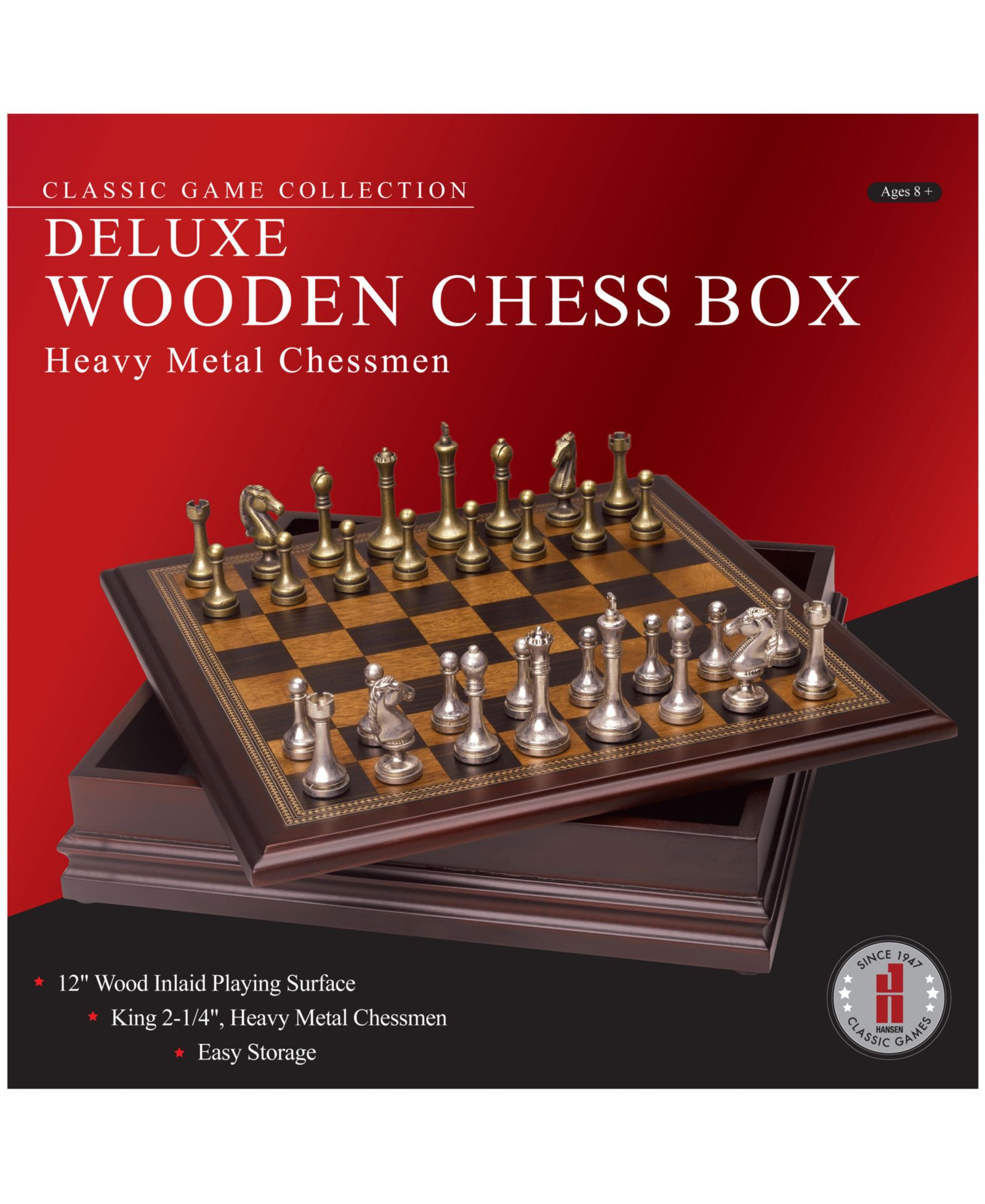 John N. Hansen Co. Коллекция классических игр - Деревянный шахматный набор Deluxe с металлическими фигурами