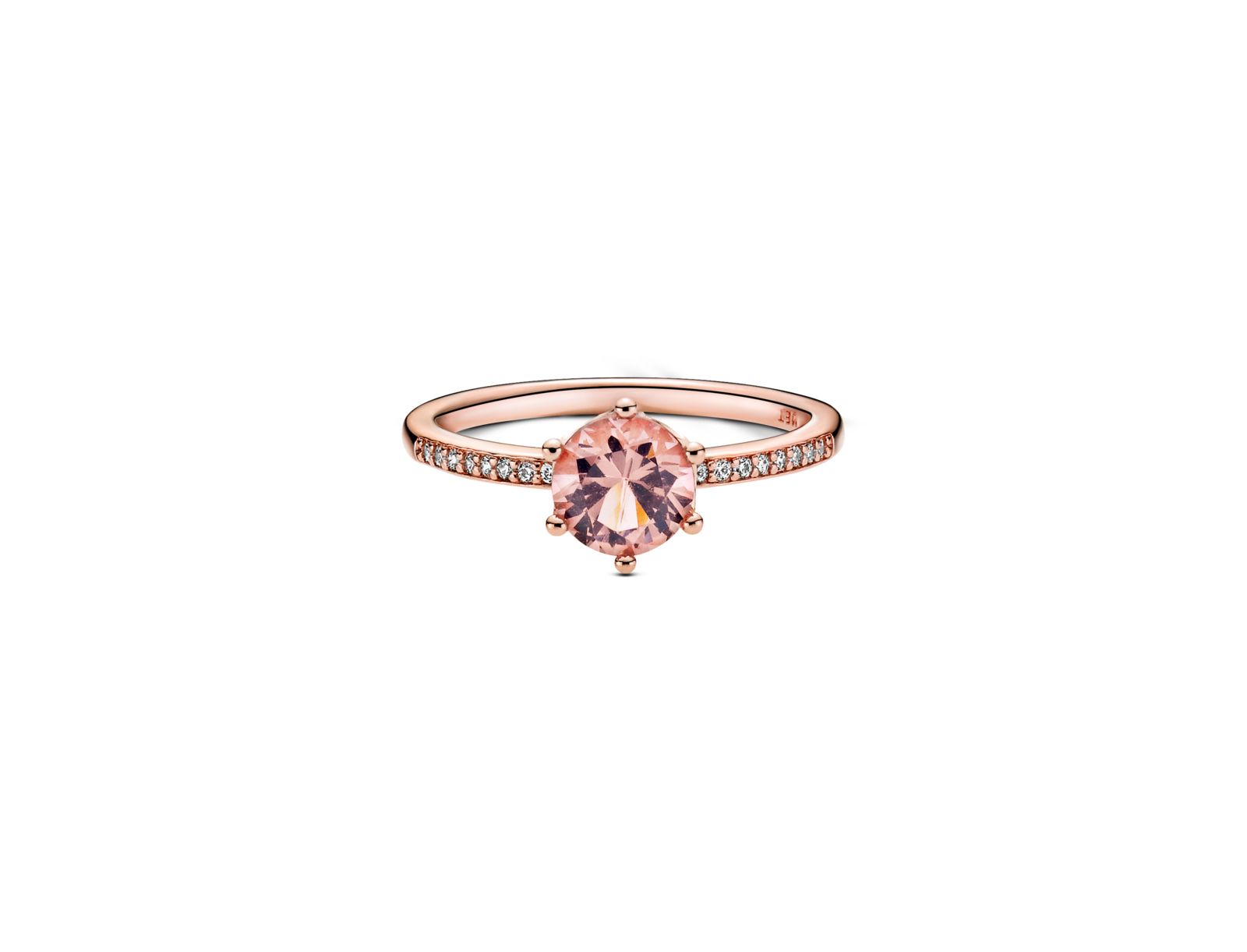 Pandora Cubic Zirconia Moments Pink Sparkling Crown Solitaire Ring