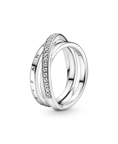 Кольцо Pandora Cubic Zirconia Signature Crossover Pave Triple Band