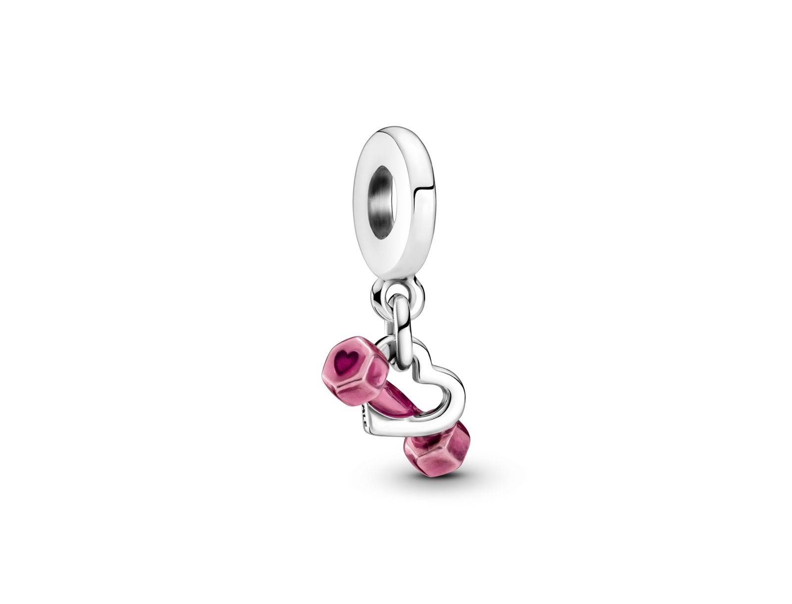 Pandora Sterling Silver Dumbbell Heart Dangle Charms