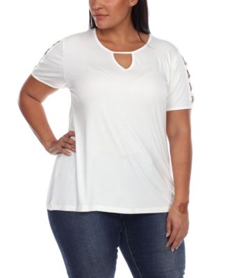 Топ Plus Size с вырезом под ключицей и коротким рукавом