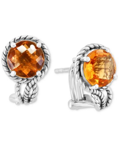 Серьги-гвоздики EFFY Citrine Rope-Frame в стерлинговом серебре (3-5/8 ct. t.w.)